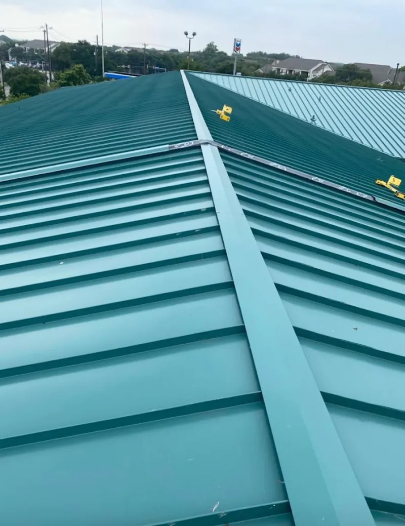 Green commercial metal roof ridge and valley for Metal Roof Repair in West Norriton